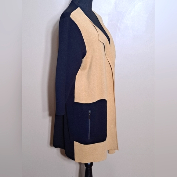 Jones Studio Separates Camel & Black Knit Cardigan Duster Sweater 1X NWT - Picture 3 of 13